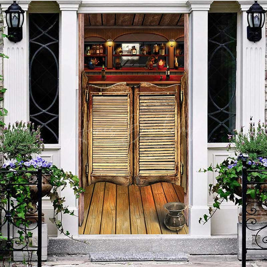 Lofaris Retro Cowboy Wooden Tavern Door Party Cover