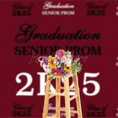 Lofaris Retro Dark Red Step And Repeat Graduation Backdrop