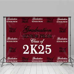 Lofaris Retro Dark Red Step And Repeat Graduation Backdrop