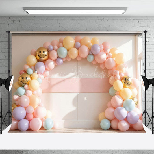 Lofaris Retro Emoji Balloons Garland Birthday Photo Backdrop