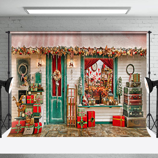 Lofaris Retro Festive Christmas Vibe Santa Workshop Backdrop
