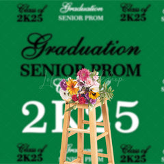 Lofaris Retro Green Step And Repeat Congrats Grad Backdrop