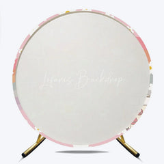Lofaris Retro Groovy Flower Happy Birthday Round Backdrop Pink Rainbow and Van Party Decor
