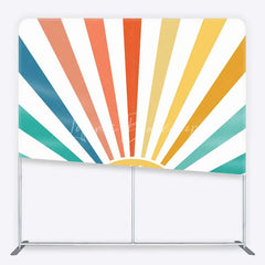 Lofaris Retro Hello Sunshine Tension Fabric Backdrop Boho Rainbow Sunbeam Baby Shower Birthday Decorations