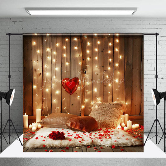 Lofaris Retro Lighted Wooden Romantic Valentines Day Backdrop
