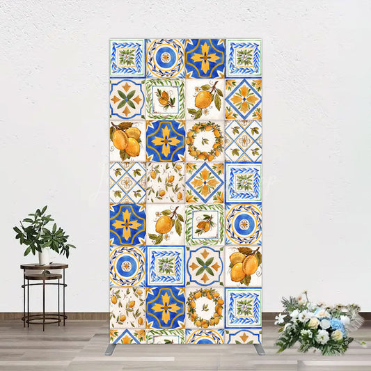 Lofaris Retro Mediterranean Lemon Bridal Shower Rectangle Backdrop