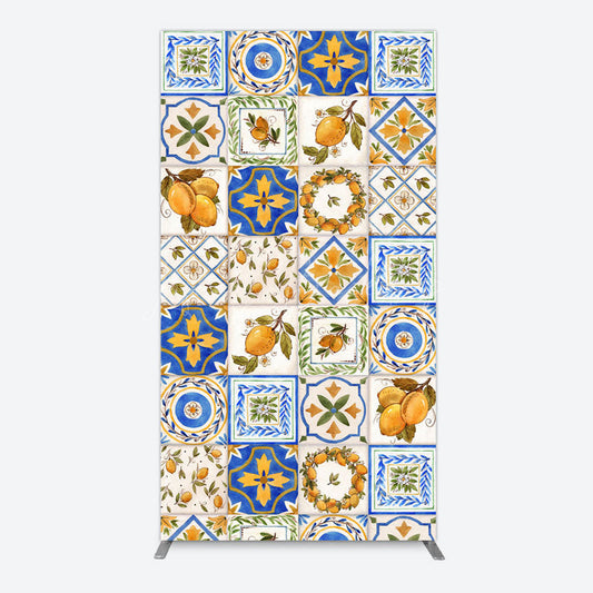 Lofaris Retro Mediterranean Lemon Bridal Shower Rectangle Backdrop