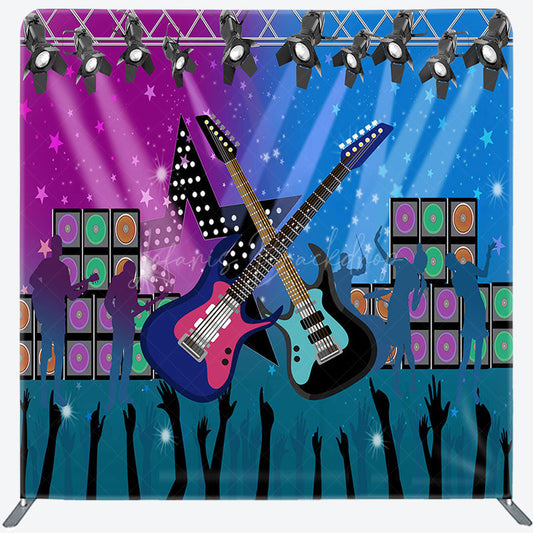 Lofaris Retro Music Rock Dance Stage Square Tension Backdrop