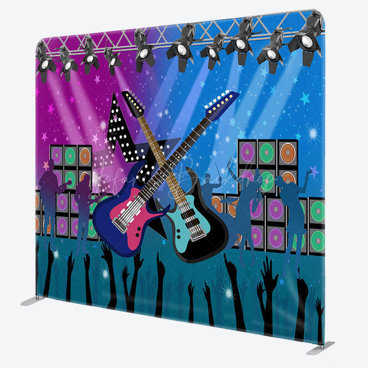 Lofaris Retro Music Rock Dance Stage Square Tension Backdrop