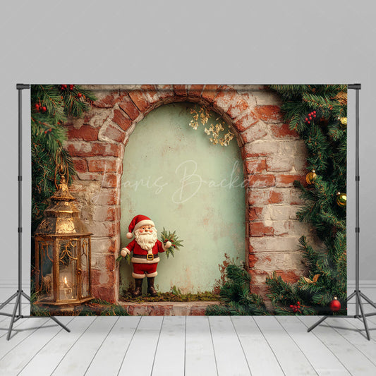 Lofaris Retro Old Style Brick Xmas Vibe Holiday Backdrop