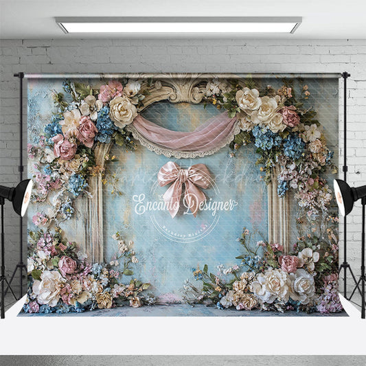 Lofaris Retro Old Style Wall Floral Bow Wedding Backdrop