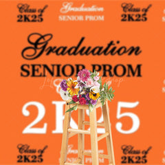 Lofaris Retro Orange Step And Repeat Congrats Grad Backdrop