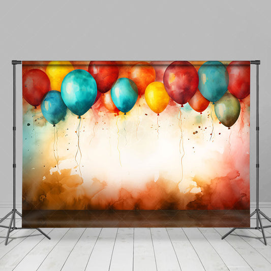 Lofaris Retro Painted Balloons Wood Floor Combo Set Backdrop
