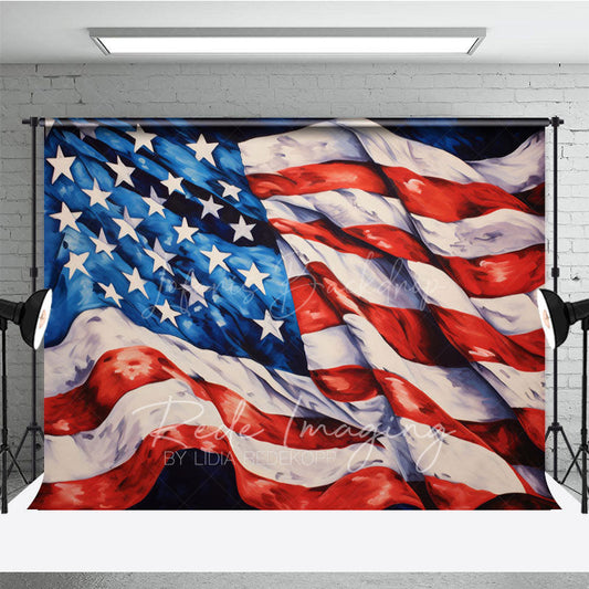 Lofaris Retro Painted Usa Flag Independence Day Backdrop