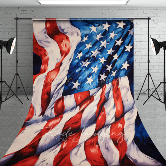 Lofaris Retro Painted Usa Flag Independence Day Sweep Backdrop