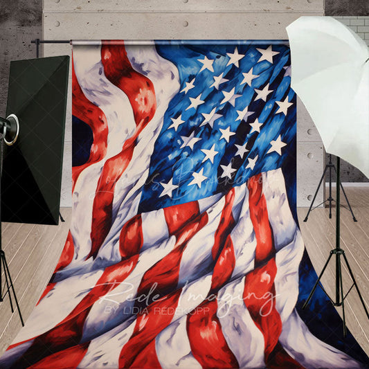 Lofaris Retro Painted Usa Flag Independence Day Sweep Backdrop