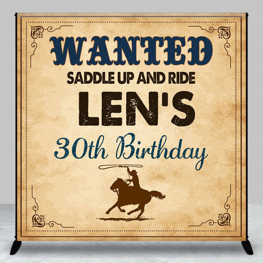 Lofaris Retro Paper Cowboy Custom 30th Birthday Backdrop