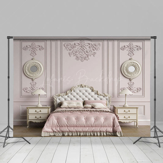 Lofaris Retro Pink Bedroom Headboard Photography Backdrop
