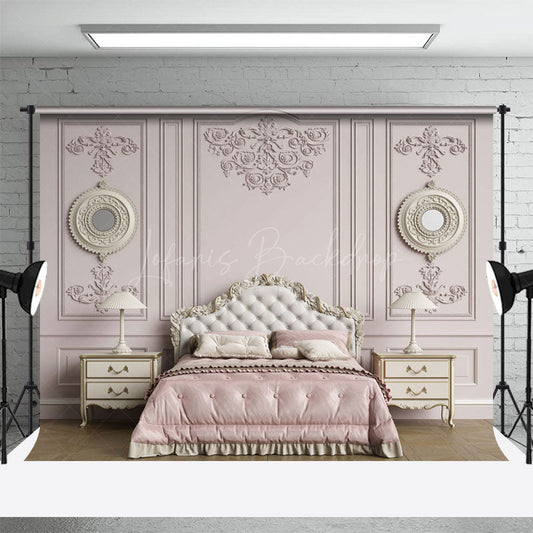 Lofaris Retro Pink Bedroom Headboard Photography Backdrop