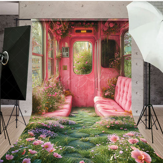 Lofaris Retro Pink Floral House Sofa Spring Sweep Backdrop