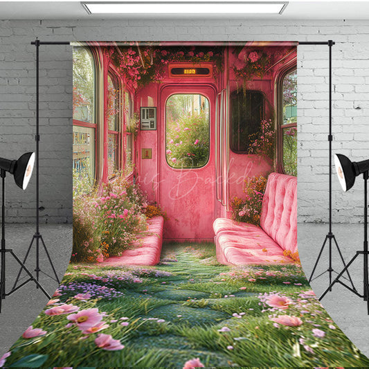 Lofaris Retro Pink Floral House Sofa Spring Sweep Backdrop