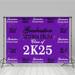 Lofaris Retro Purple Step And Repeat Congrats Grad Backdrop