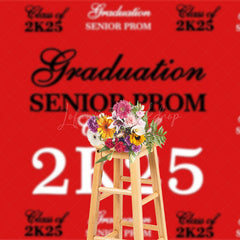 Lofaris Retro Red Step And Repeat Congrats Grad Backdrop