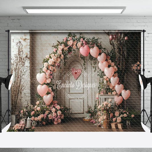 Lofaris Retro Rustic Wall Floral Arch Balloons Backdrop