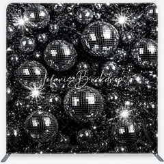 Lofaris Retro Silver Disco Ball Square Double-Sided Backdrop Sparkling Dance Party and Music Celebration Decor