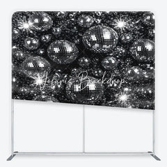 Lofaris Retro Silver Disco Ball Square Double-Sided Backdrop Sparkling Dance Party and Music Celebration Decor