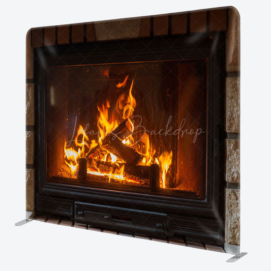 Lofaris Retro Stone Fireplace Pillow Cover Xmas Backdrop