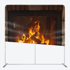 Lofaris Retro Stone Fireplace Pillow Cover Xmas Backdrop