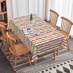 Lofaris Retro Striped Floral Rectangle Tablecloth Red Blue Damask Pattern for Holiday Dinner Party Kitchen Decor