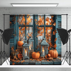 Lofaris Retro Teal Window Fireplace Autumn Room Set Backdrop