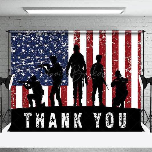 Lofaris Retro Usa Flag Special Forces Thank You Backdrop
