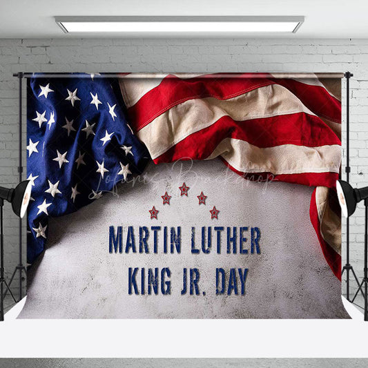 Lofaris Retro Usa Flag White Wall Happy Mlk Day Backdrop