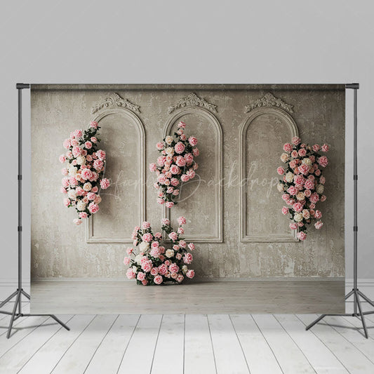 Lofaris Retro Wall Floral Sweet Pink Elegant Wedding Backdrop