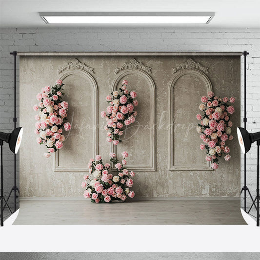 Lofaris Retro Wall Floral Sweet Pink Elegant Wedding Backdrop