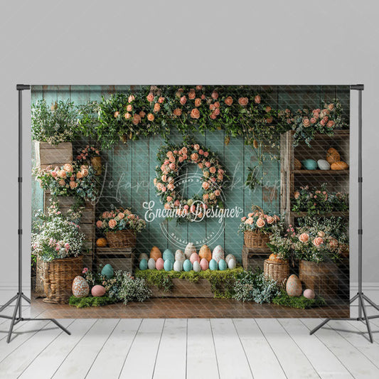 Lofaris Retro Wall Garland Color Eggs Easter Photo Backdrop