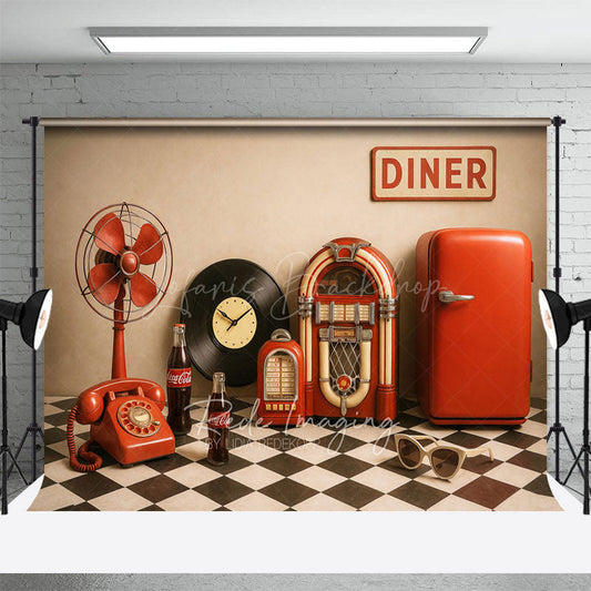 Lofaris Retro Wall Record Vinyl Photo Cake Smash Backdrop