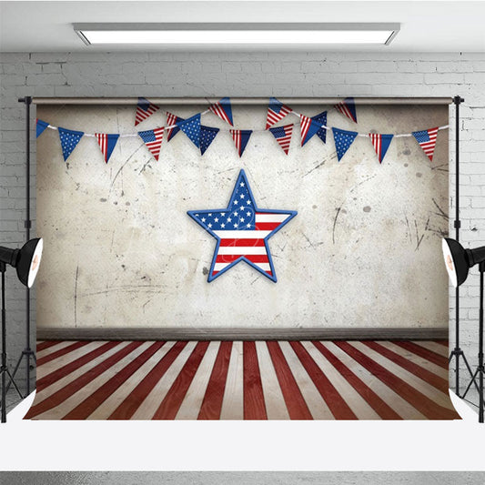 Lofaris Retro Wall Usa Flag Stars Independence Day Backdrop
