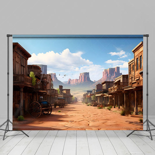Lofaris Retro Wild West Town Sand Natural Scenery Backdrop