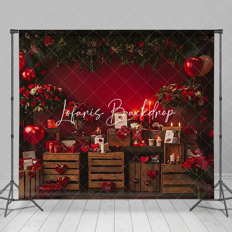Lofaris Retro Wood Cabinet Valentines Vibe Room Set Backdrop