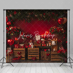 Lofaris Retro Wood Cabinet Valentines Vibe Room Set Backdrop