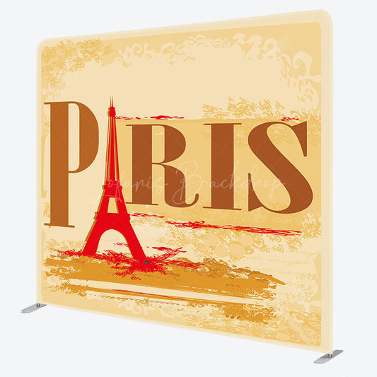 Lofaris Retro Yellow Eiffel Tower Paris Pillow Case Backdrop