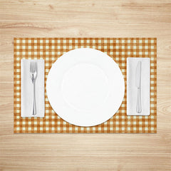 Lofaris Retro Yellow White Plaid Dining Set of 4 Placemats