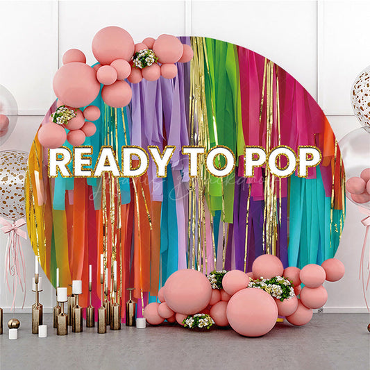 Lofaris Ribbons Ready To Pop Baby Shower Round Backdrop
