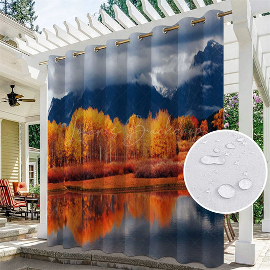 Lofaris River Maple Waterproof Printed Outdoor Curtains For Gazebo