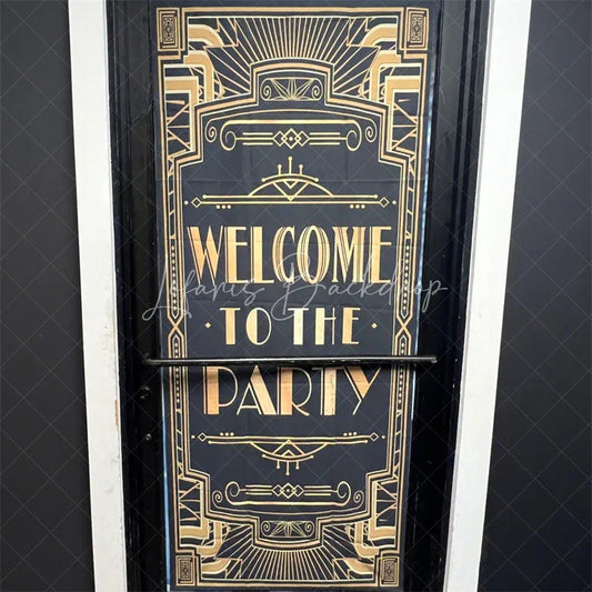 Lofaris Roaring 20s Black and Gold Door Cover Art Deco Welcome to The Party Sign Decoration