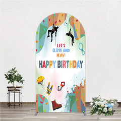 Lofaris Rock Climbing Arch Backdrop Let’s Climb and Play Birthday Party Supplies Decor